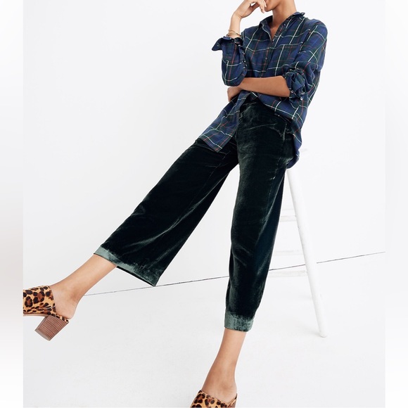 Madewell Green Velvet Huston Pull-On Crop Pants - Picture 5 of 11